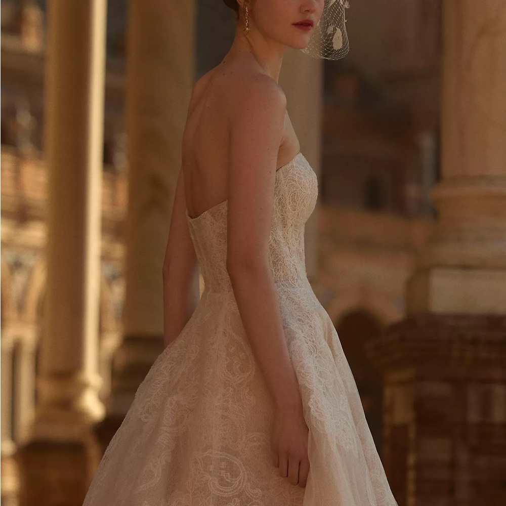 STUNNING Watters Strapless A Line Lace Wedding dress. Size 8 - Picture 4 of 13